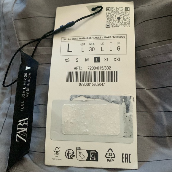 Zara collared crop shirt belted stripe long sleeve flattering dart back NWT rare - Picture 13 of 14